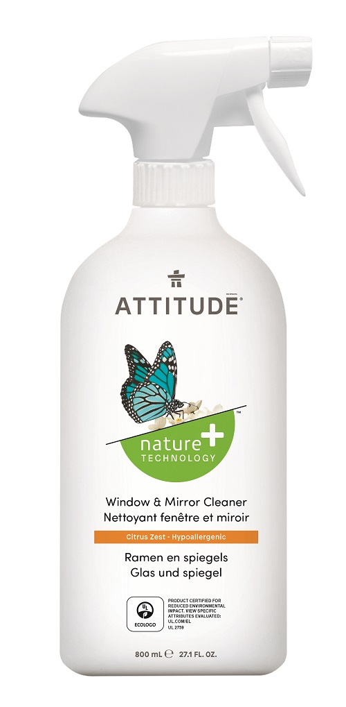 Čistič na sklo a zrcadla ATTITUDE s vůní citronové kůry s rozprašovačem 800 ml