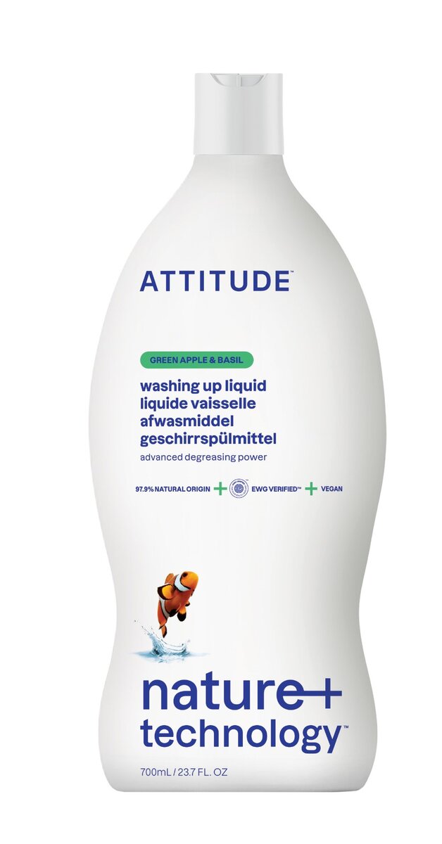 Prostředek na mytí nádobí ATTITUDE s vůní zeleného jablka a bazalky 700 ml