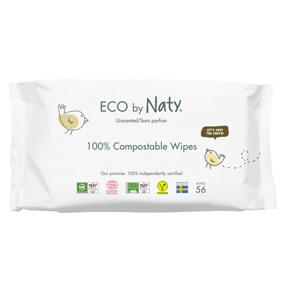 Eco by Naty Vlhčené ubrousky bez vůně - pro citlivou pokožku (56 ks)