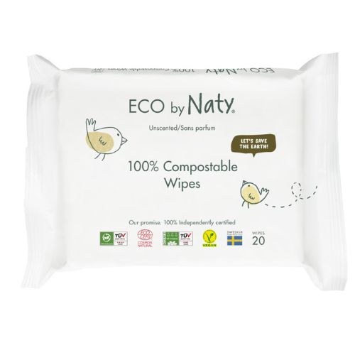 ECO by Naty vlhčené ubrousky bez vůně - pro citlivou pokožku (20 ks) - cestovní balení