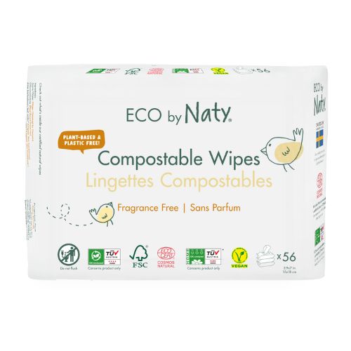 Vlhčené ubrousky ECO by Naty bez vůně - pro citlivou pokožku - výhodné balení (3 x 56 ks)