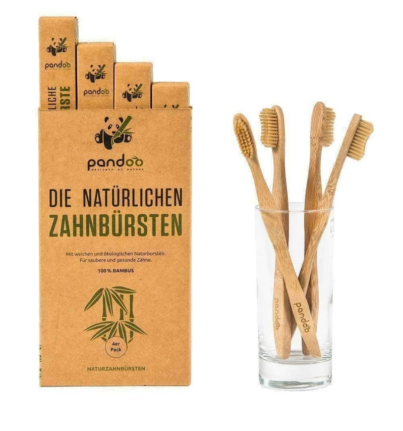 Pandoo Bambusové Kartáčky Medium Soft - výhodné balení 4 ks