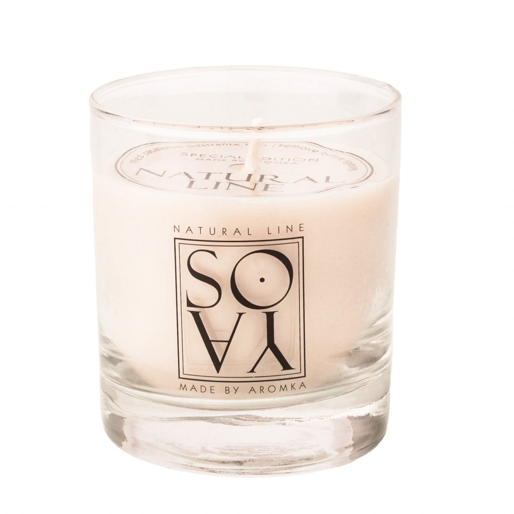 Přírodní vonná svíčka sójová - AROMKA - Limitovaná edice - Whiskovka, 250 ml - Květ Bavlny