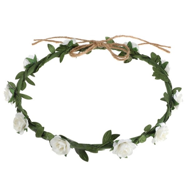 Moje Party VĚNEČEK květinový bílé růžičky 16 cm