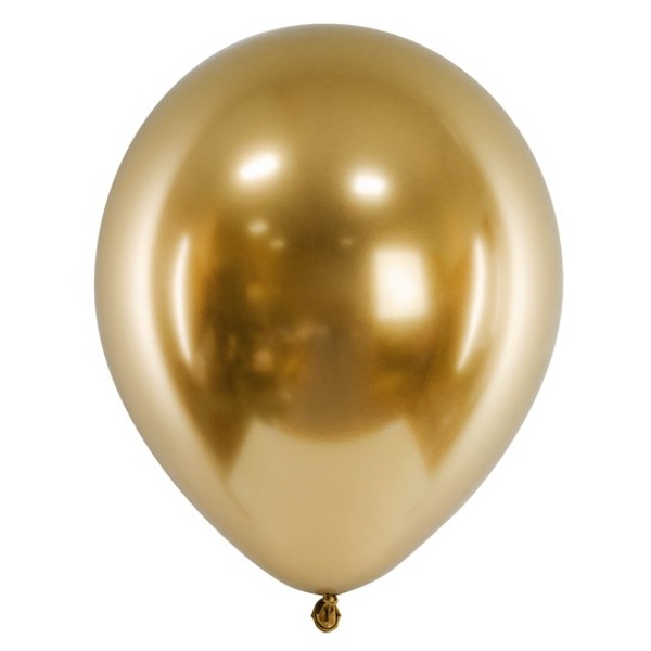 Moje Party BALÓNEK latexový chromový/zlatý 33 cm