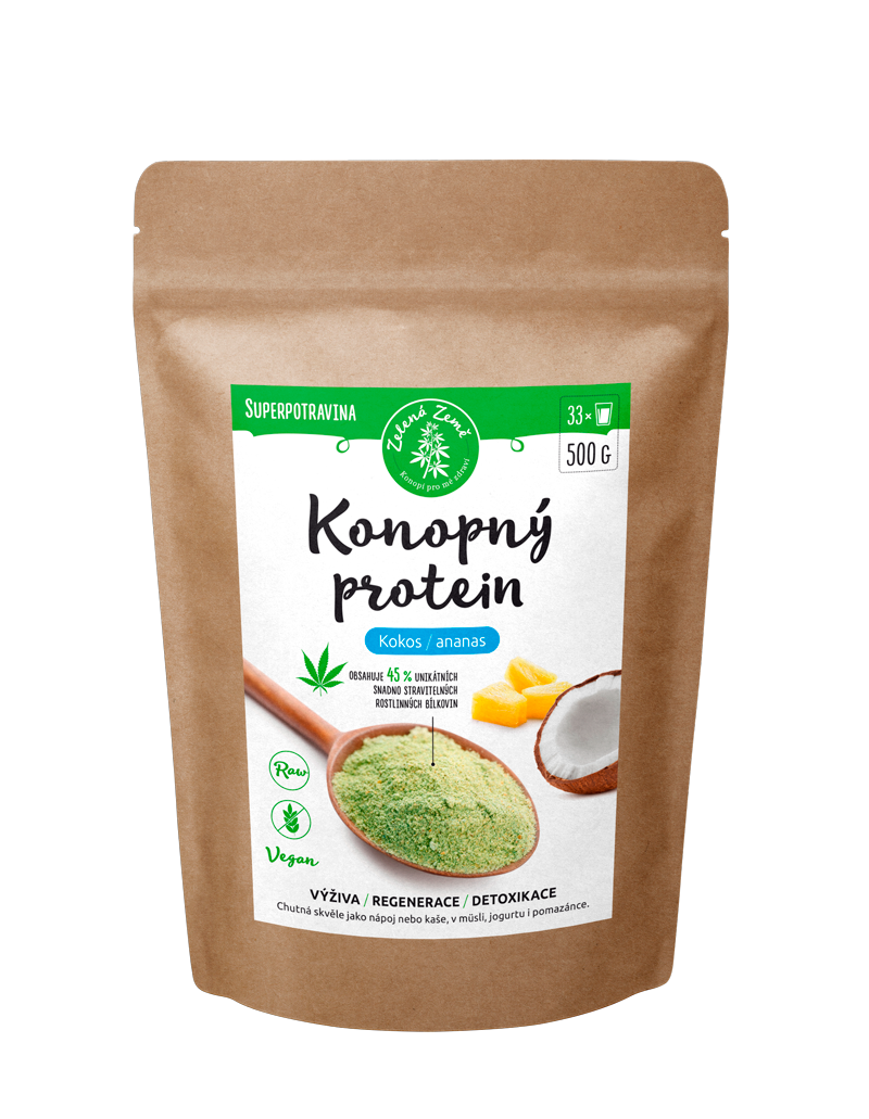 Zelená Země Konopný protein 500 g kokos s ananasem