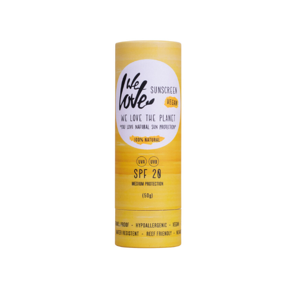 We Love The Planet Přírodní opalovací krém v tyčince SPF 20, 50 g