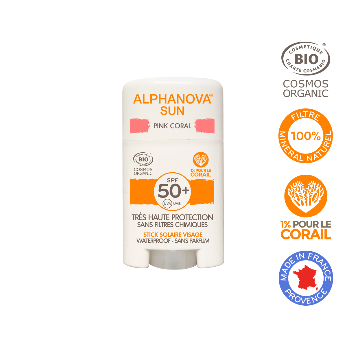 Alphanova Opalovací krém v tyčince SPF 50 růžový 12 g BIO
