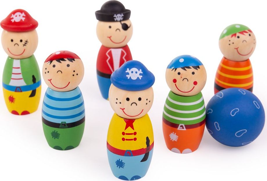 Bigjigs Toys Dřevěné kuželky Piráti