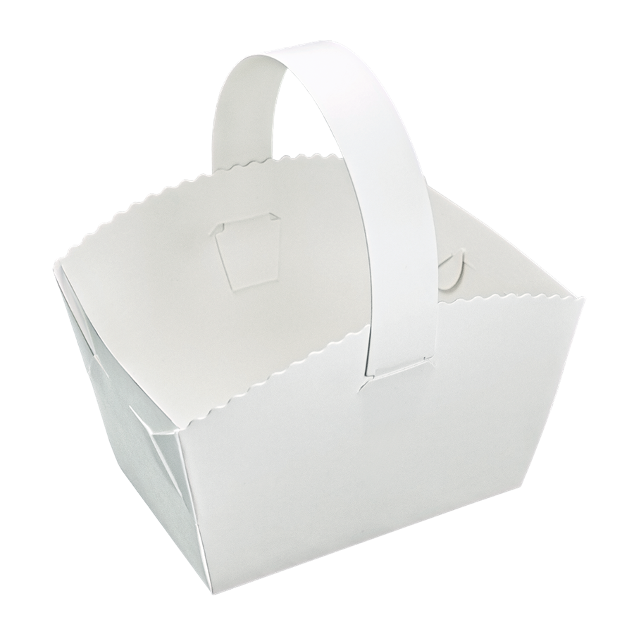 EcoPack Svatební košíček na koláčky s ouškem papírový 10x8x6 cm bílý bal/50 ks Balení: 50