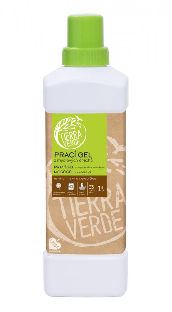 Prací gel z mýdlových ořechů na vlnu a funkční textil z merino vlny Tierra Verde 1L