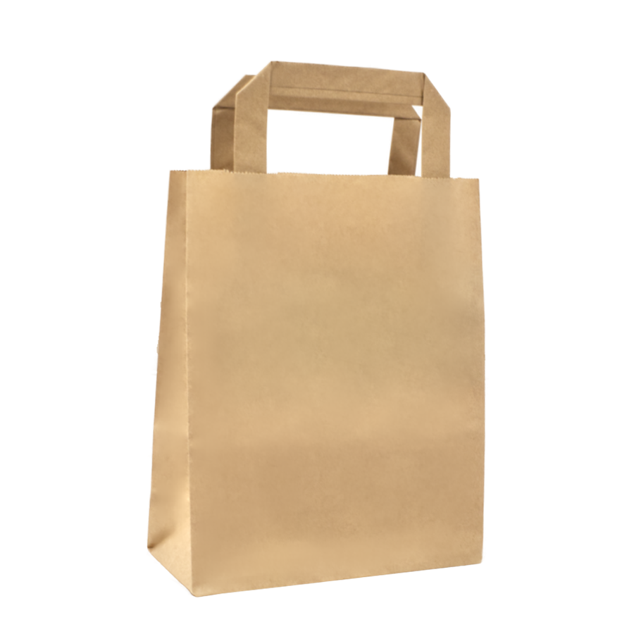 EcoPack Papírová taška s plochým uchem 180+80x220 mm hnědá bal/25 ks