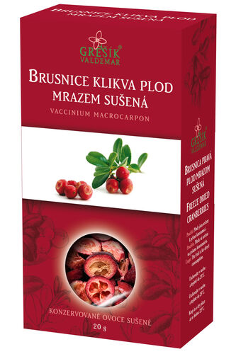 Valdemar Grešík - Natura s.r.o. Brusnice klikva plod mrazem sušená 20 g GREŠÍK Sušené ovoce - S2