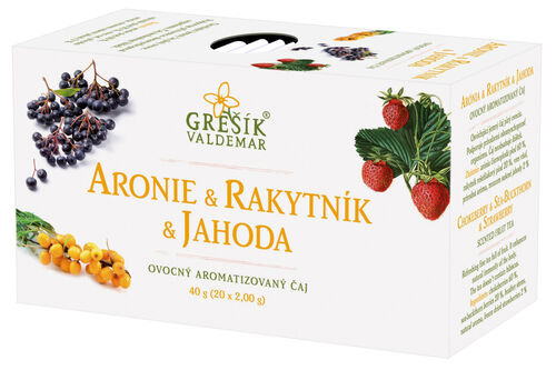 Valdemar Grešík - Natura s.r.o. Aronie & Rakytník & Jahoda 20 n.s. přebal GREŠÍK Ovocný čaj