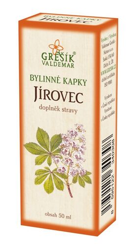 Valdemar Grešík - Natura s.r.o. Jírovec kapky 50 ml GREŠÍK-Z-40% líh, Bylinné kapky