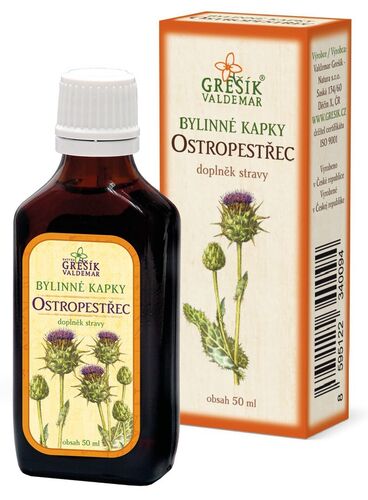 Valdemar Grešík - Natura s.r.o. Ostropestřec kapky 50 ml GREŠÍK-Z-40% líh, Bylinné kapky