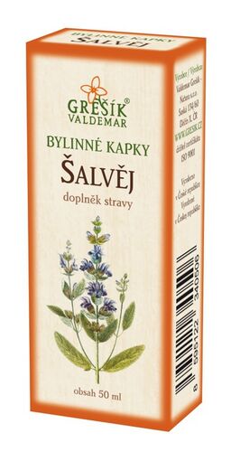 Valdemar Grešík - Natura s.r.o. Šalvěj kapky 50 ml GREŠÍK-Z-35% líh, Bylinné kapky