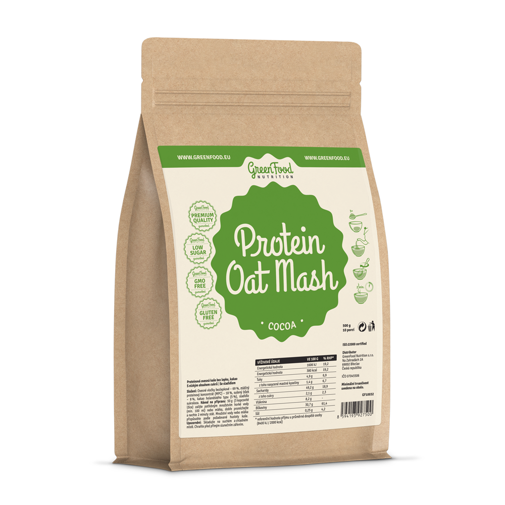GreenFood Proteinová ovesná kaše bezlepková 500 g - kakaová