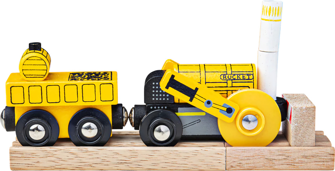Bigjigs Rail Replika historické lokomotivy Rocket + 2 koleje