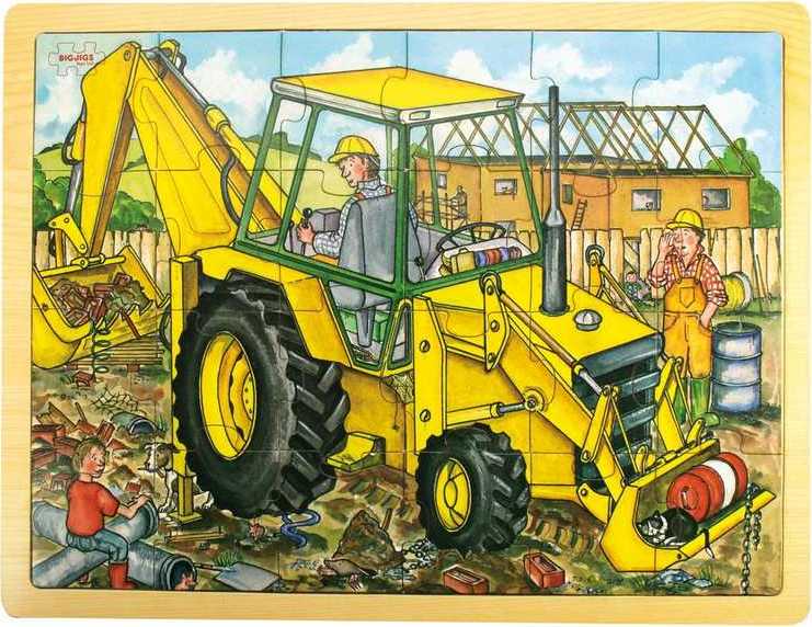 Bigjigs Toys Dřevěné puzzle bagr 24 dílků