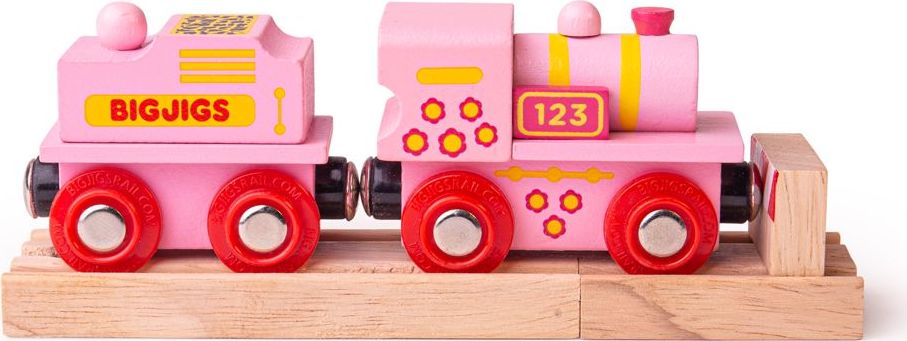 Bigjigs Rail Růžová mašinka s tendrem