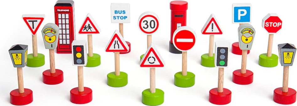 Bigjigs Rail Sada dřevěných dopravních značek