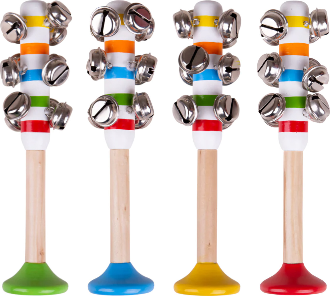 Bigjigs Toys Rolničky pruhované 1ks modrá