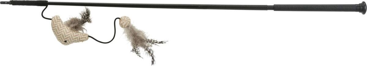 TRIXIE XXL prut na hraní s rybkou a peříčky, 65 cm, polyester/plast