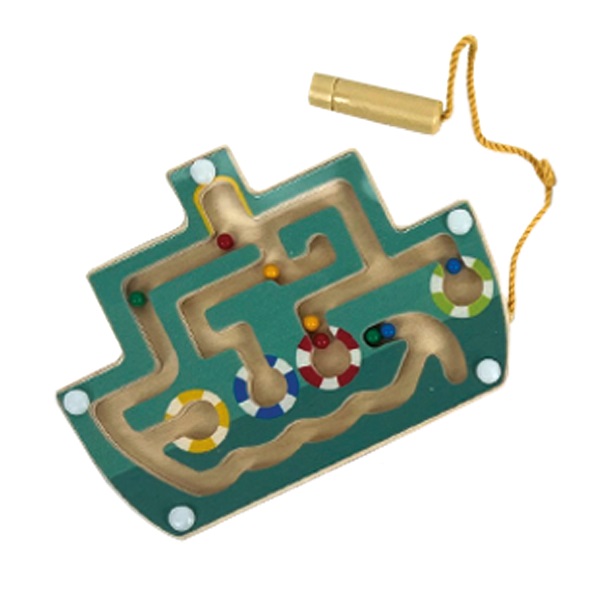 Bigjigs Toys Dřevěný magnetický labyrint Modré letadlo