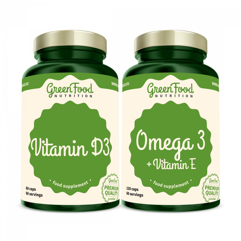 GreenFood Nutrition Omega 3 120 kapslí + Vitamin D3 60 kapslí