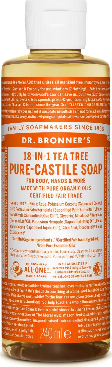 Dr. Bronner's Tekuté universální mýdlo ALL-ONE!, Teatree 240 ml