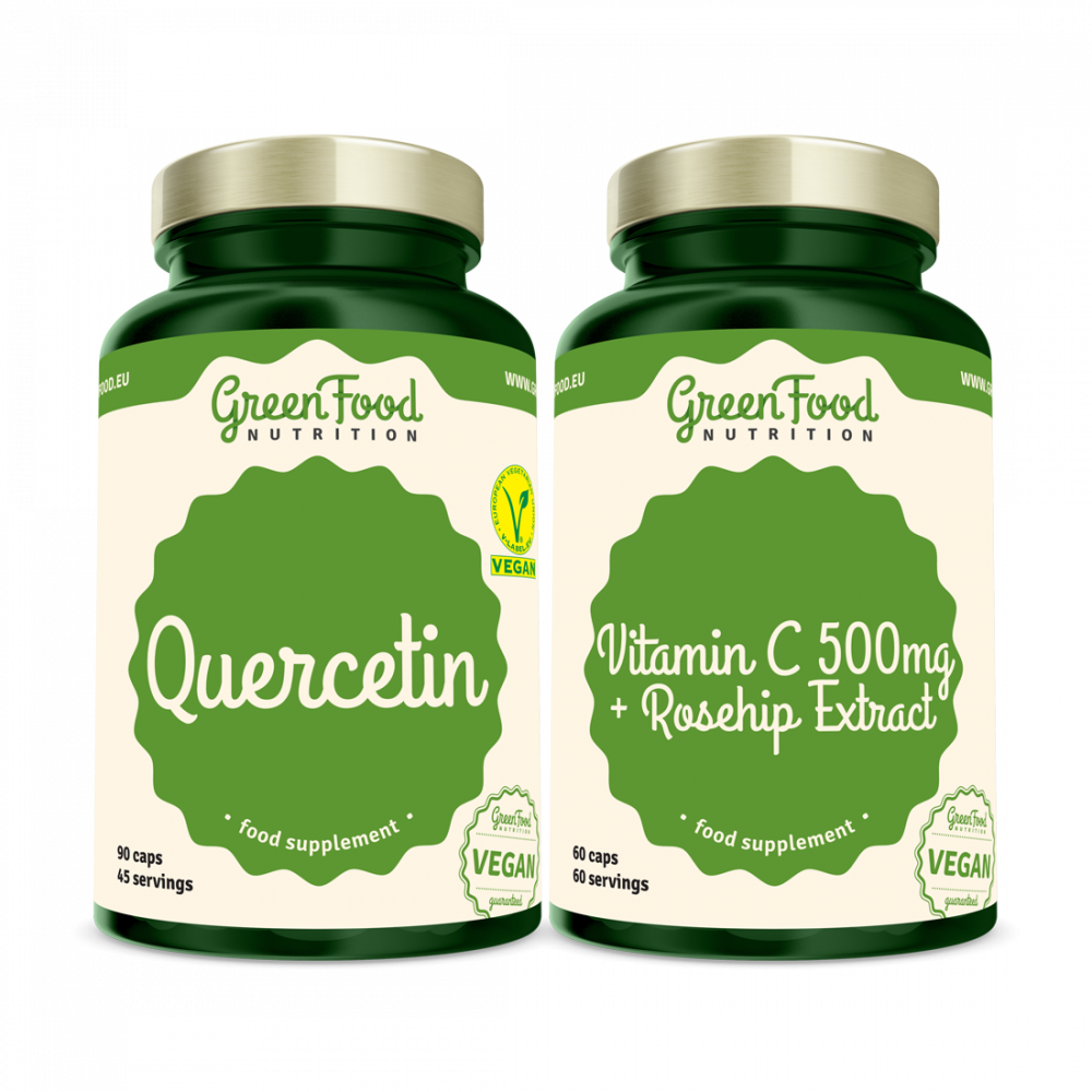 GreenFood Nutrition Quercetin 90 kapslí + Vitamin C 500mg 60 kapslí