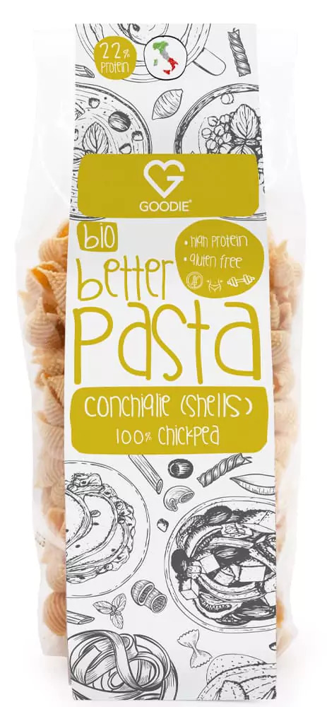 GOODIE Těstoviny proteinové - 100% Cizrna - Conchiglie BIO 250 g