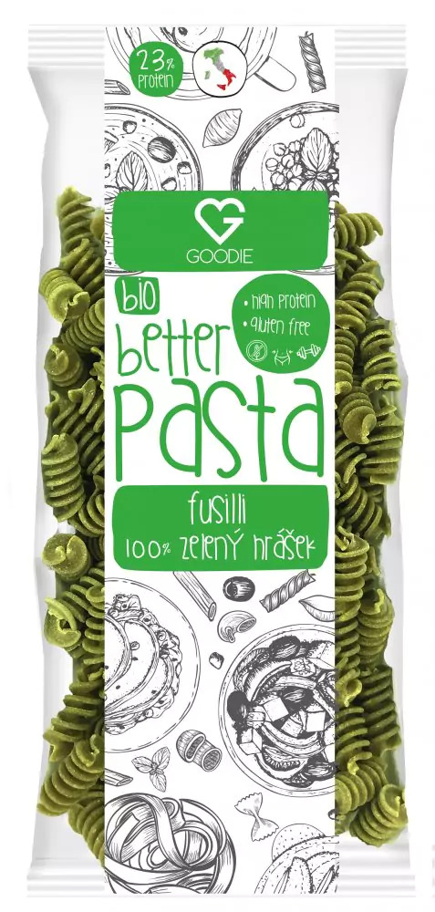 Goodie Těstoviny proteinové - 100% Zelený hrášek - Fusilli BIO 250 g