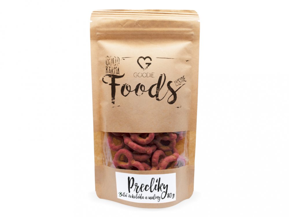 Goodie Preclíky v bílé čokoládě s malinami 80 g