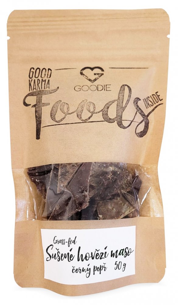 Goodie Grass-fed sušené hovězí maso - Jerky - černý pepř 50 g