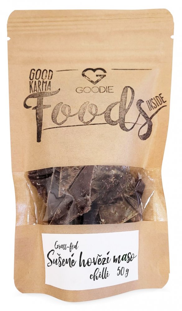 GOODIE Grass-fed sušené hovězí maso - Jerky - chilli 50 g