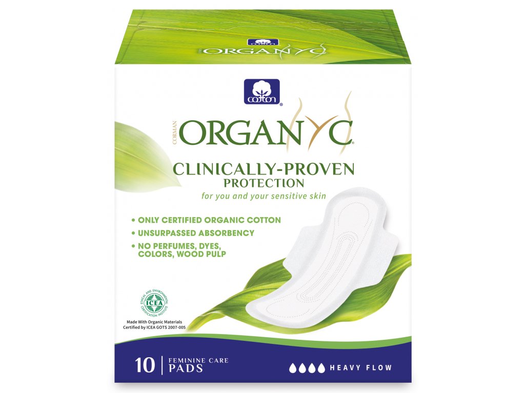 ORGANYC Dámské vložky s křidélky noční, 10ks