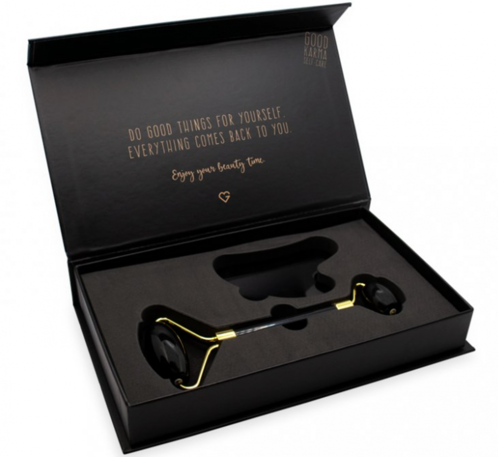 Goodie Face Massage Set (Jade roller & Gua Sha) - BLACK