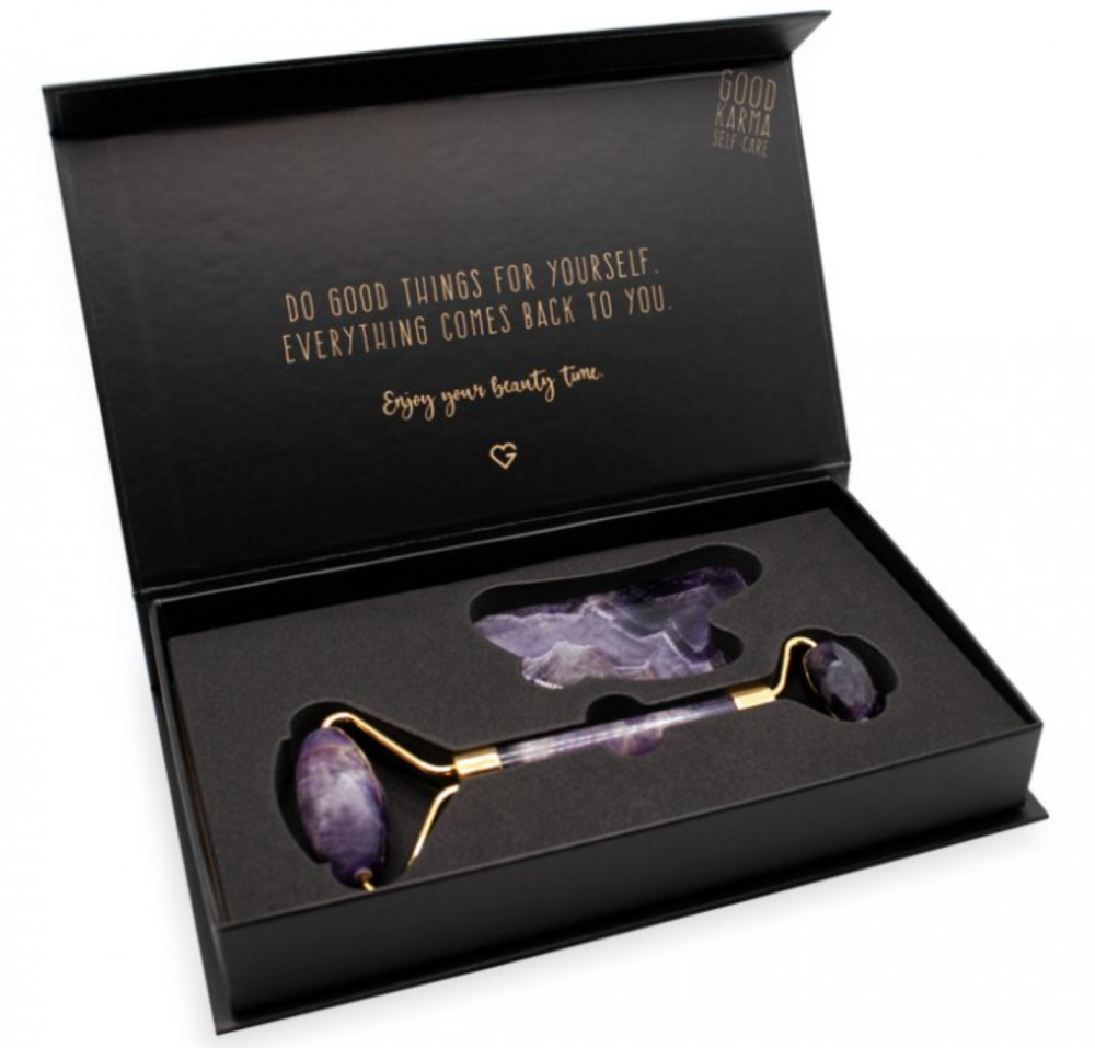 GOODIE Face Massage Set (Jade roller & Gua Sha) - PURPLE