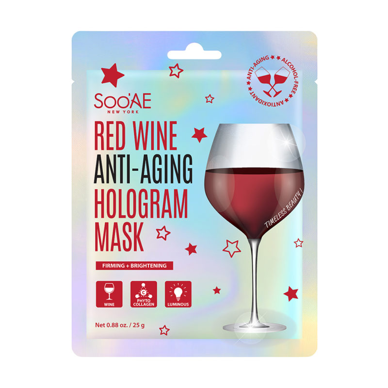 Soo'AE RED WINE ANTI-AGING HOLOGRAMOVÁ MASKA 25g