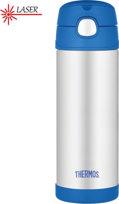 THERMOS Dětská termoska s brčkem - modro-stříbrná 0,47