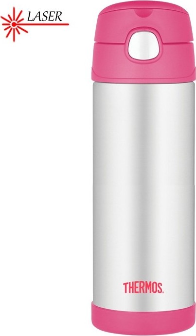 THERMOS Dětská termoska s brčkem - růžovo-stříbrná 0,47
