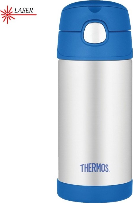 THERMOS Dětská termoska s brčkem stříbrno-modrá 0,355
