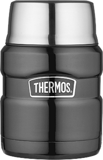 THERMOS Termoska na jídlo se skládací lžící a šálkem - metalicky šedá 0,47