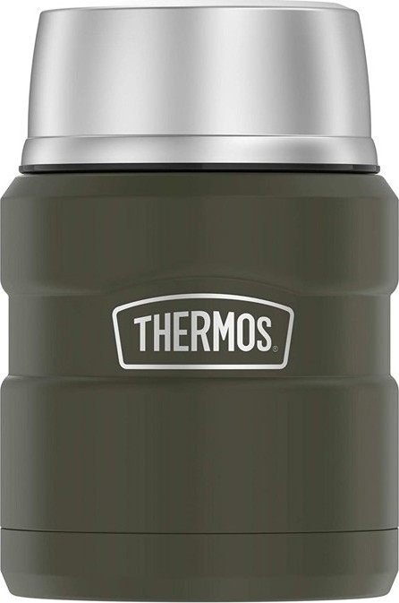 THERMOS Termoska na jídlo se skládací lžící a šálkem - vojenská zelená 0,47