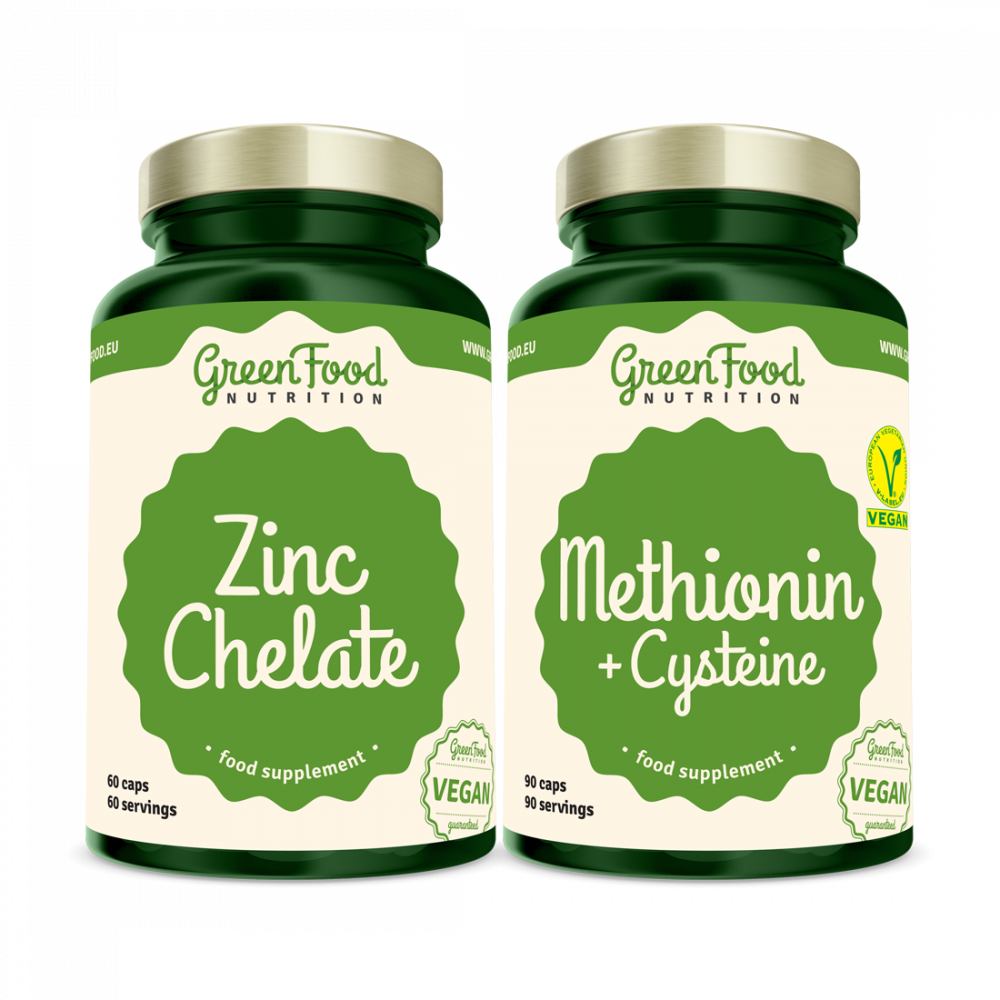 GreenFood Nutrition Methionin + Cysteine 90 kapslí + Zinc Chelate 60 kapslí