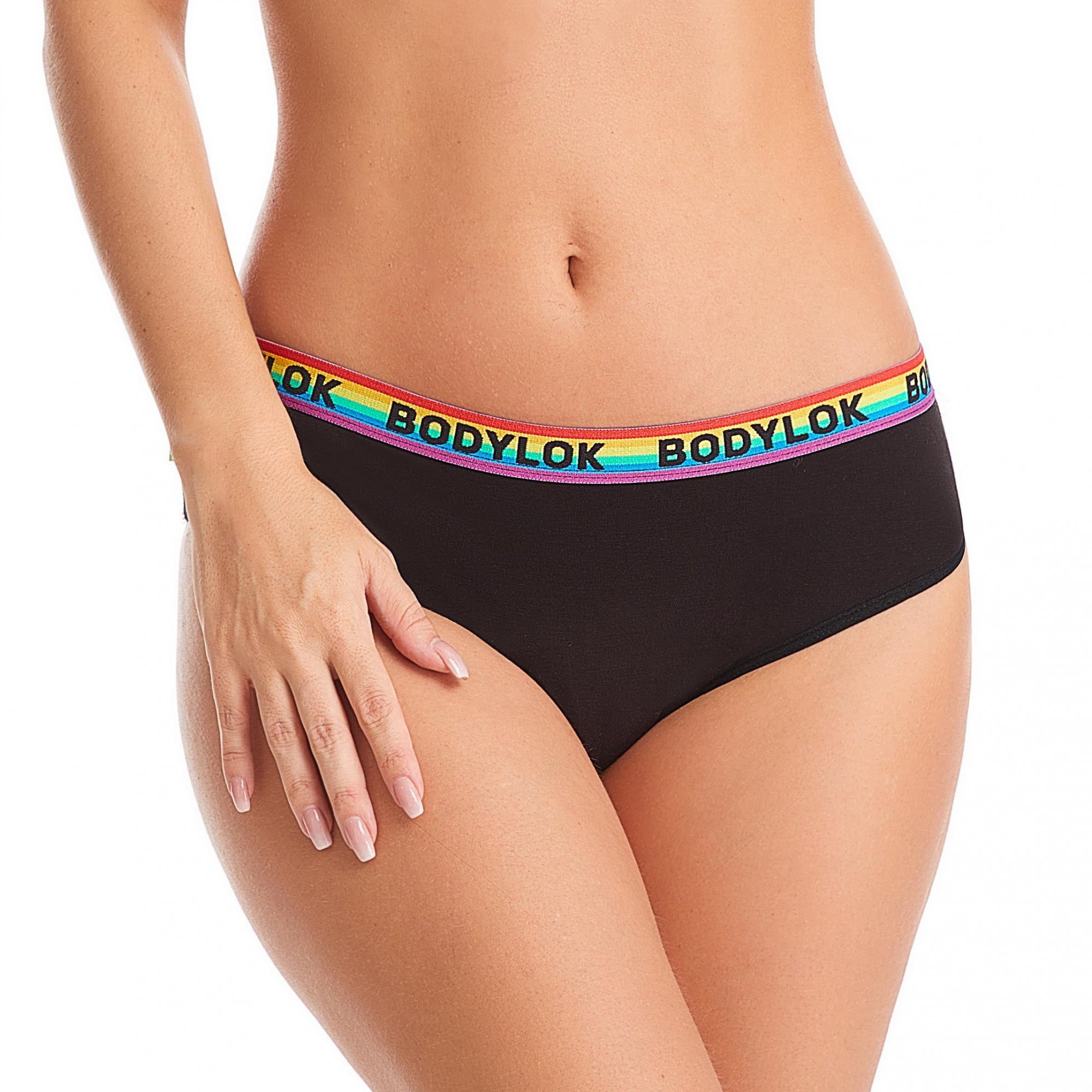 BODYLOK Menstruační kalhotky Černá-rainbow - silná menstruace varianta: xs
