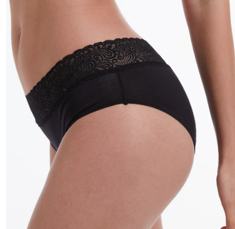 BODYLOK Menstruační kalhotky Krajka Hi-Waist černá - silná menstruace Velikost: M