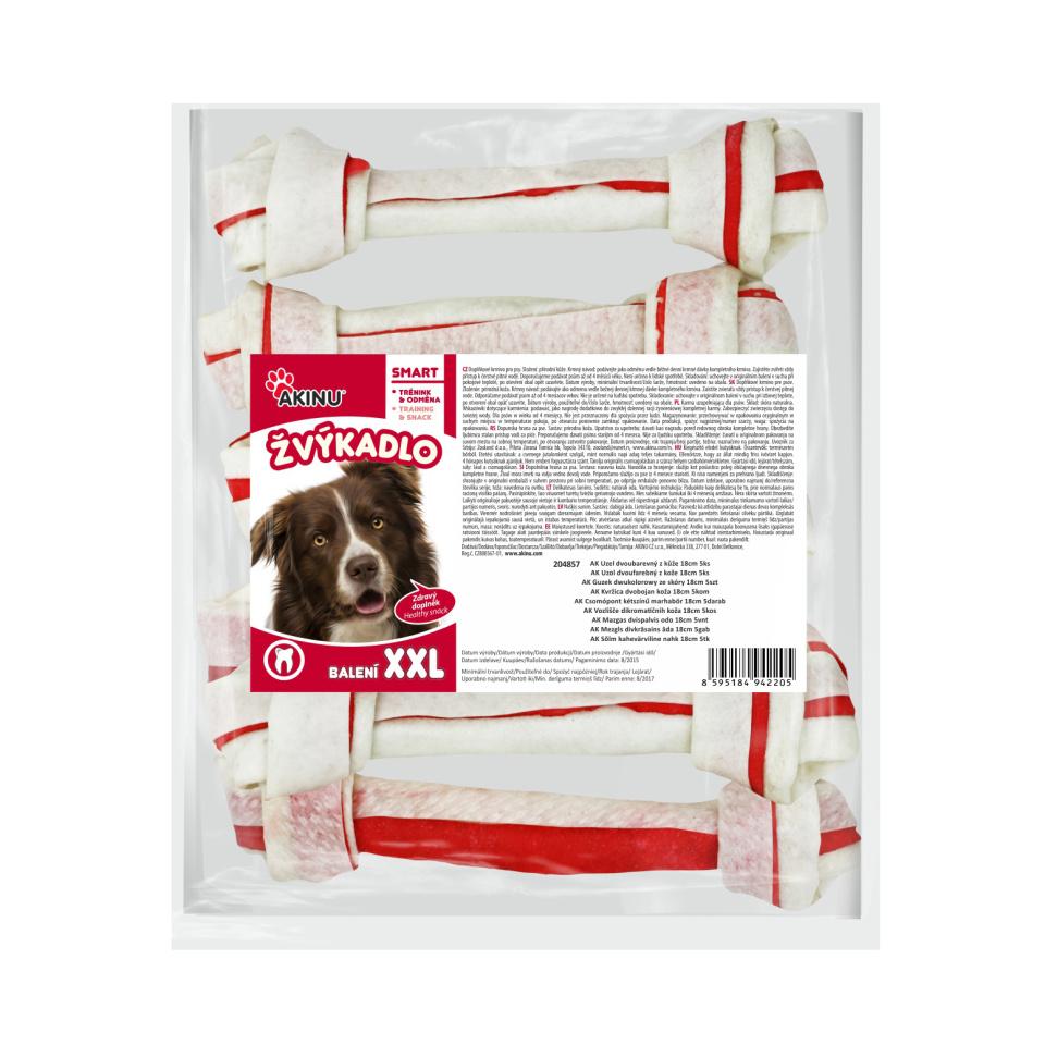 Akinu Uzel z buvolí kůže pamlsek pro psy vícebarevný 18 cm 5 ks